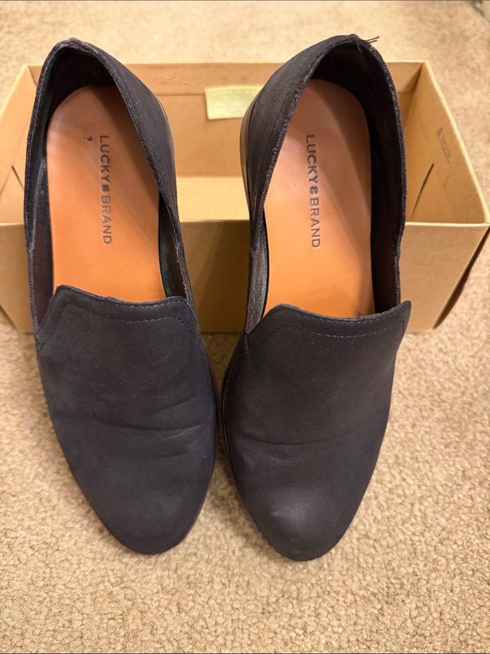 Lucky Brand Ellopy Black Suede Slip-On Loafers size 7.5